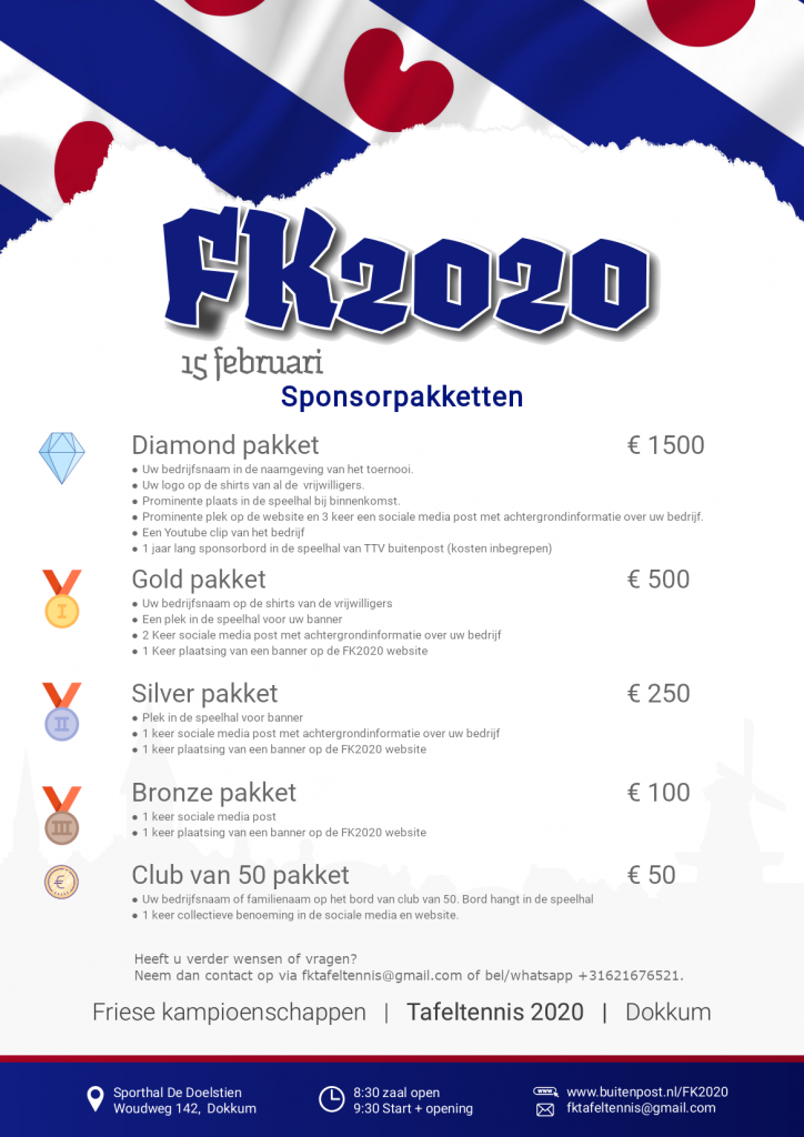 FK2020 Friese kampioenschappen Sponsoren